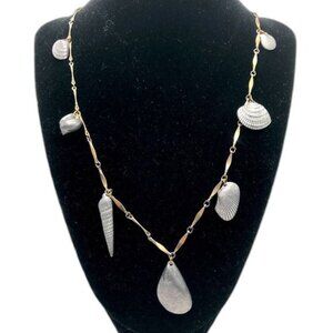 Seashell Charm Statement Necklace Silver and Gold Nicole Romano